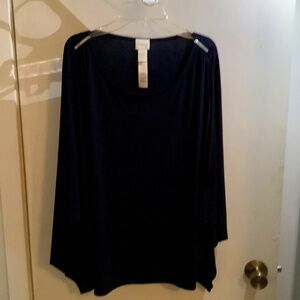 Chico’s navy top with shoulder hardware. Dolman sleeves. Sm/med
